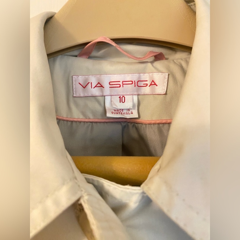 Via Spiga Light Cream Trench Coat with Waist Tie - Picture 4 of 7